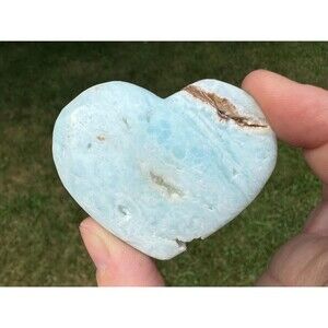 Blue Aragonite Heart, Caribbean Calcite Crystal, Beach Decor (2.3") #8